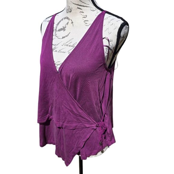 Free People Magenta Purple Wrap‎ Tie Top Small - Picture 3 of 10